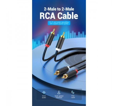 Кабель Vention 2хRCA - 2хRCA (M/M), 1.5 м, Black (BCMBG) Кабель Vention 2хRCA - 2хRCA (M/M), 1.5 м, Black (BCMBG)