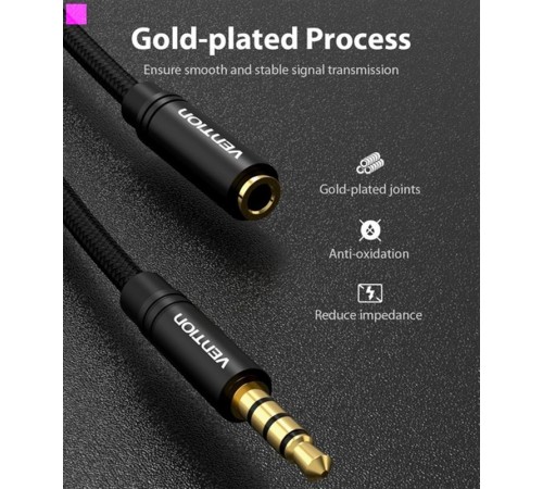 Кабель Vention 3.5 мм - 3.5 мм (M/F), 3 м, Black (BHBBI)