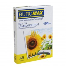 Плівка для ламінування Buromax (BM.7774) глянцева, А6, 100мк, 100 шт