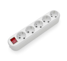 Розетковий блок Electrum 5 гнізд із заземленням та вимикачем C-SM-1781