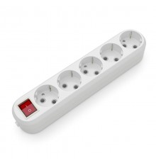 Розетковий блок Electrum 5 гнізд із заземленням та вимикачем C-SM-1781