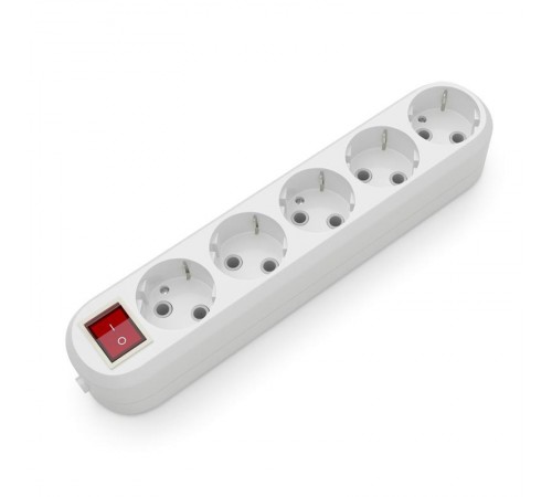 Розетковий блок Electrum 5 гнізд із заземленням та вимикачем C-SM-1781