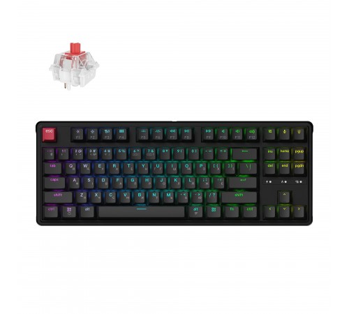 Клавіатура бездротова Keychron C3 Max Super Red Switch Black RGB (C3M-H1-UA)