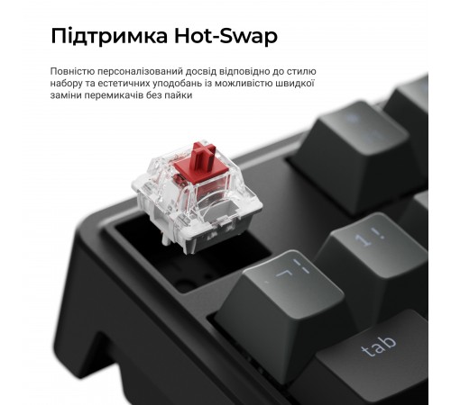 Клавіатура бездротова Keychron C3 Max Super Red Switch Black RGB (C3M-H1-UA)