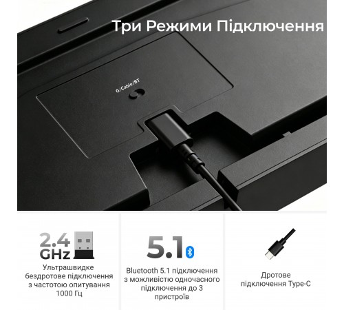 Клавіатура бездротова Keychron C3 Max Super Red Switch Black RGB (C3M-H1-UA)