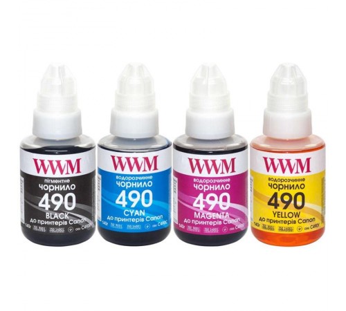 Комплект чорнил WWM для Canon G1400/G2400/G3400 4х140г B/C/M/Y (C490SET4)