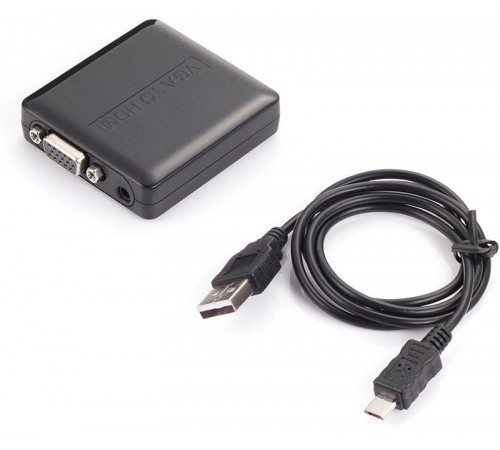 Адаптер PowerPlant (CA911493) HDMI - VGA+R/L, чорний
