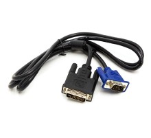 Адаптер PowerPlant (CA911981) DVI-D (М)-VGA(М), 1 м, чорний