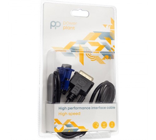 Адаптер PowerPlant (CA911981) DVI-D (М)-VGA(М), 1 м, чорний