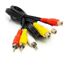 Кабель PowerPlant (CA912049) 3хRCA(M)-3хRCA(F), 1м Black