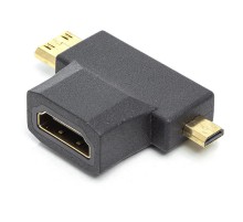 Адаптер PowerPlant (CA912056) HDMI(AF)-microHDMI(AM)/miniHDMI(AM) Black
