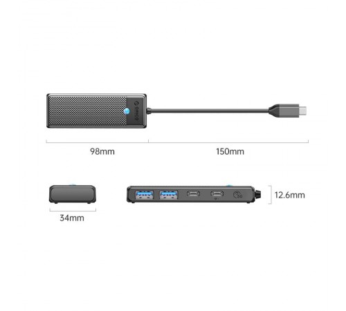 USB-хаб Orico PAPW2AC-C3-015-BK-EP USB Type-C 4-в-1 (CA914210) USB-хаб Orico PAPW2AC-C3-015-BK-EP USB Type-C 4-в-1 (CA914210)
