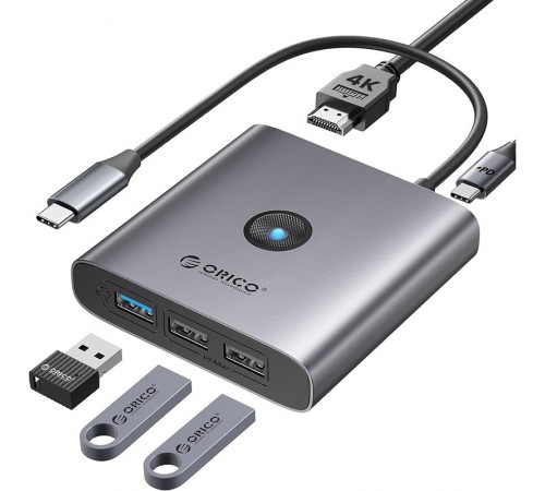 USB-хаб Orico FAX3-5P-GY-EP USB Type-C 3-в-1 Grey (CA914227) USB-хаб Orico FAX3-5P-GY-EP USB Type-C 3-в-1 Grey (CA914227)