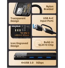 USB-хаб Cabletime CB03B USB Type-C 4-в-1