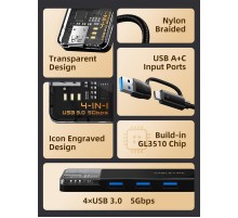 USB-хаб Cabletime CB03B USB Type-C 4-в-1
