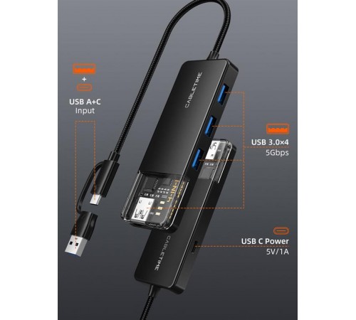 USB-хаб Cabletime CB03B USB Type-C 4-в-1