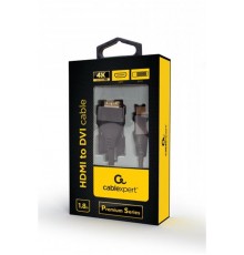 Кабель Cablexpert HDMI - DVI (M/M), двоспрямований, 18 + 1 pin, 1.8 м, Black (CC-HDMI-DVI-4K-6)