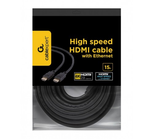 Кабель Cablexpert HDMI - HDMI V 2.0 (M/M), 15 м, чорний (CC-HDMI4-15M) пакет