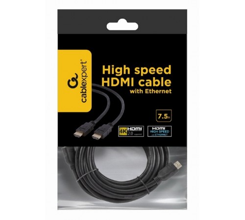 Кабель Cablexpert HDMI - HDMI V 1.4 (M/M), 7.5 м, чорний (CC-HDMI4-7.5M) пакет