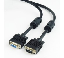 Кабель подовжувач Cablexpert VGA -VGA (M/F), HD15 з 2-ма фер. кільцями, 1.8 м, чорний (CC-PPVGAX-6B)