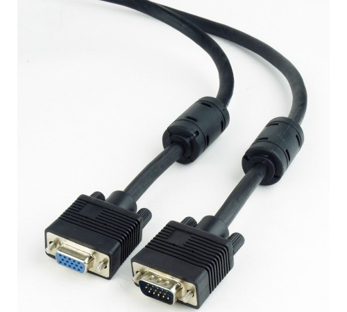 Кабель подовжувач Cablexpert VGA -VGA (M/F), HD15 з 2-ма фер. кільцями, 1.8 м, чорний (CC-PPVGAX-6B)