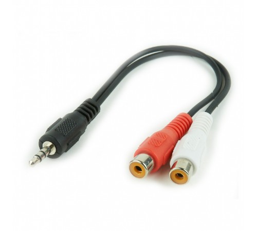 Аудіо-кабель Cablexpert 3.5 мм - 2xRCA (M/F), 0.2 м, чорний (CCA-406)