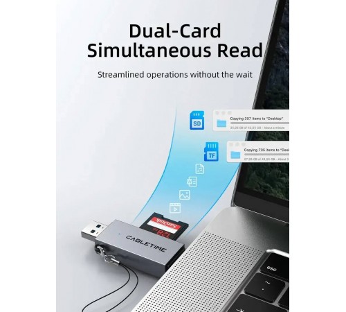 Кардрідер Cabletime USB3.0 A + USB Type-C, SD/TF, 5Gbps (CD40G)