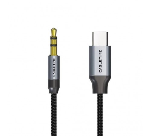 Кабель Cabletime USB Type-C - Audio 3.5 мм (M/M), 1 м, Black (CF16H)