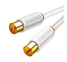 Кабель Cabletime Телевізійний, 1m, Male to Female, 75OHM, White (CF33H)