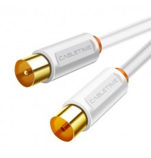 Кабель Cabletime Телевізійний, 1m, Male to Female, 75OHM, White (CF33H)