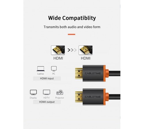 Кабель Cabletime HDMI - HDMI V 2.0 (M/M), 3 м, Black (CH23N)
