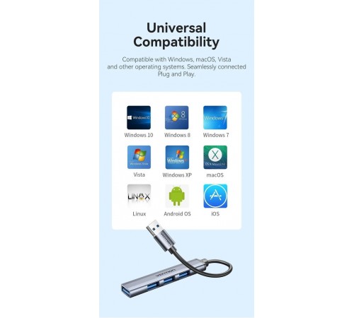 USB-хаб Vention CKPHB 4 ports Grey