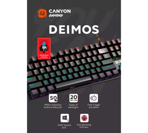 Клавіатура Canyon Deimos GK-4 Rainbow LED ENG/UKR USB Black (CND-SKB4-US) Клавіатура Canyon Deimos GK-4 Rainbow LED ENG/UKR USB Black (CND-SKB4-US)