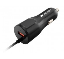 Автомобільний зарядний пристрій Canyon (1USB, 2.4A) Black (CNE-CCA033B) + кабель Lightning