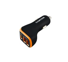 Автомобильний зарядний пристрій Canyon C-08 (3USB, 2.4A) Black Orange (CNE-CCA08BO)