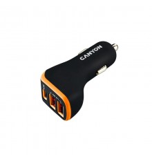 Автомобильний зарядний пристрій Canyon C-08 (3USB, 2.4A) Black Orange (CNE-CCA08BO)
