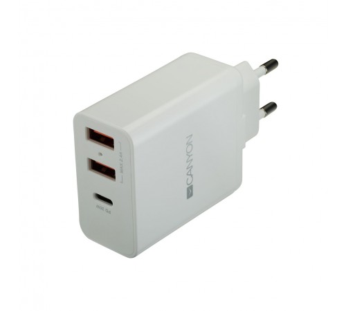 Мережевий зарядний пристрій Canyon (2USB, 2.4A) White (CNE-CHA08W) Мережевий зарядний пристрій Canyon (2USB, 2.4A) White (CNE-CHA08W)