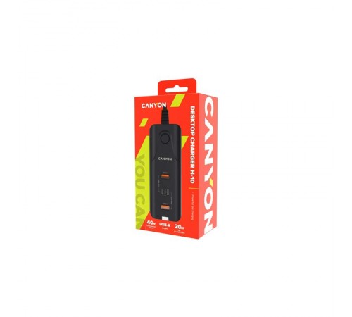 Мережевий зарядний пристрій Canyon H-10 (2USB, 2USB-C) Desk Black (CNE-CHA10B) Мережевий зарядний пристрій Canyon H-10 (2USB, 2USB-C) Desk Black (CNE-CHA10B)