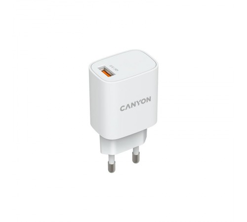 Мережевий зарядний пристрій Canyon H-18-01 (1USB, 3A) QC3.0 White (CNE-CHA18W) Мережевий зарядний пристрій Canyon H-18-01 (1USB, 3A) QC3.0 White (CNE-CHA18W)