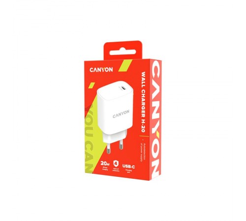 Мережевий зарядний пристрій Canyon H-20-02 (1USB, 3A) PD White (CNE-CHA20W02) Мережевий зарядний пристрій Canyon H-20-02 (1USB, 3A) PD White (CNE-CHA20W02)