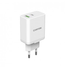 Мережевий зарядний пристрій Canyon H-20-03 (2USB, 3A) PD, QC3.0 White (CNE-CHA20W03)
