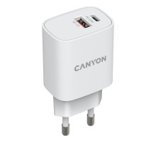 Мережевий зарядний пристрій Canyon H-20-04 (2USB, 3A) PD, QC3.0 White (CNE-CHA20W04)