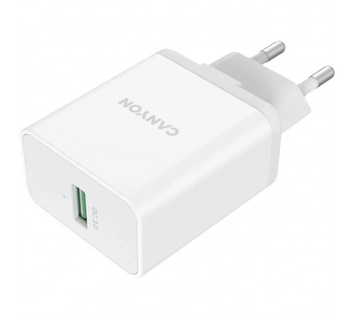 Мережевий зарядний пристрій Canyon H-24 (1USBх3A) QC3.0 White (CNE-CHA24W) Мережевий зарядний пристрій Canyon H-24 (1USBх3A) QC3.0 White (CNE-CHA24W)