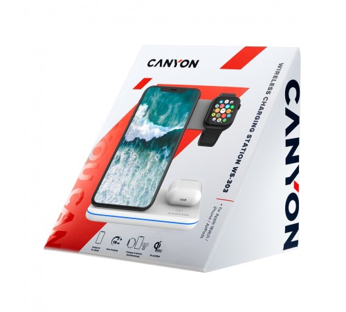 Бездротовий зарядний пристрій Canyon CNS-WCS303W White Бездротовий зарядний пристрій Canyon CNS-WCS303W White