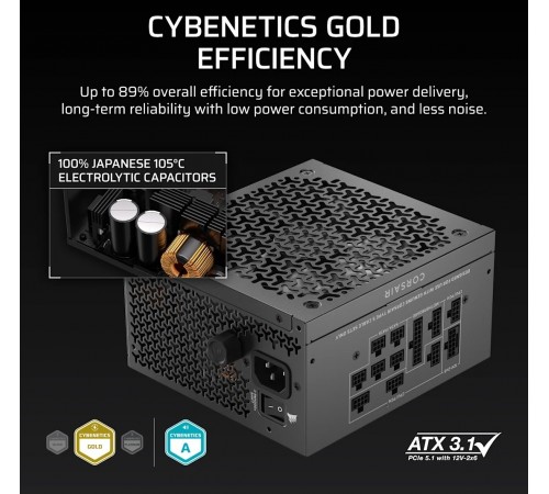 Блок живлення Corsair RM1000x Shift ATX 3.1 1000W (CP-9020300-EU)