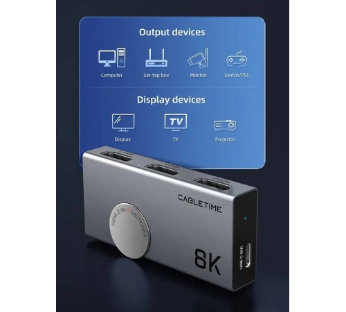 Сплітер Cabletime 4К HDMI Black (CP34G)