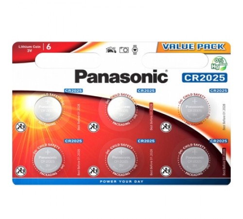 Батарейка Panasonic CR 2025 BL 6шт Батарейка Panasonic CR 2025 BL 6шт