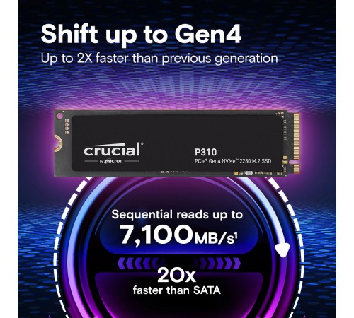 Накопичувач SSD Crucial P310 1TB M.2 2280 NVMe PCIe 4.0 x4 3D NAND TLC OEM (CT1000P310SSD8-T)