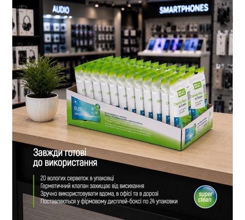 Серветки ColorWay для очищення OLED, LED, LCD, TFT 20 шт (CW-1070)