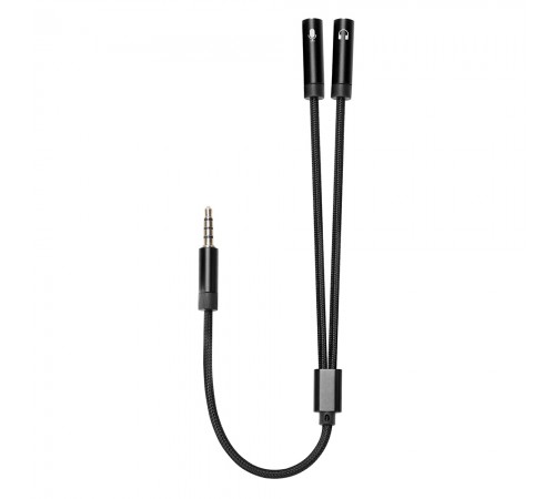 Адаптер ColorWay 3.5 мм - 2х3.5 мм (M/F), 0.28 м, Black (CW-AD-J2FJ)